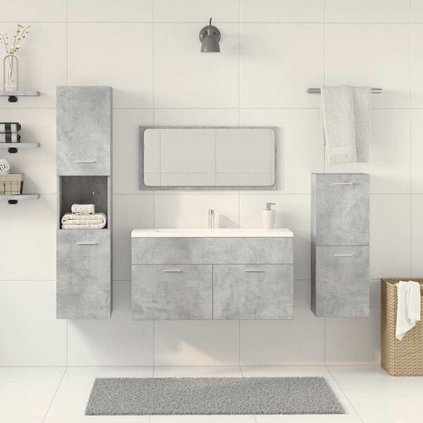 vidaXL Set Mobili da Bagno 4 pz Grigio Cemento in Legno Multistrato