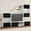 vidaXL Mobili con Vetrina Parete Unità TV 5 pz con Luci LED Nero