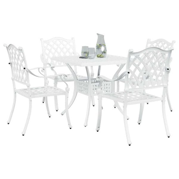 vidaXL Set di Tavolo da Giardino 5 pcs Bianco Alluminio pressofuso