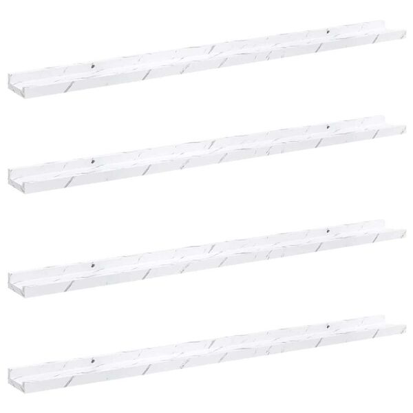 vidaXL Scaffale da parete 4 pcs Marmo Bianco 100 x 9 x 3 cm