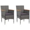 vidaXL Sedie da Pranzo per Giardino 2 pz in Polyrattan Grigio