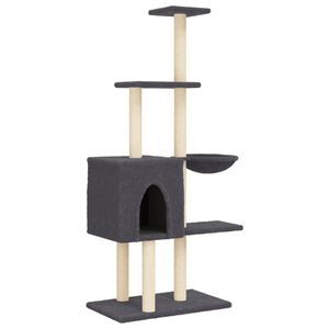vidaXL Albero per Gatti con Tiragraffi in Sisal Grigio Scuro 145 cm