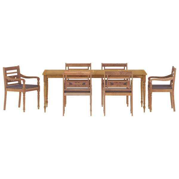 vidaXL Set Pranzo Giardino 7pz con Cuscini Grigio Scuro Massello Teak