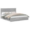 vidaXL Letto con Contenitore con cassetto Grigio Sonoma 200 x 200 cm