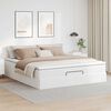 vidaXL Struttura Letto Pouf con Materasso Bianco 160x200 cm Similpelle