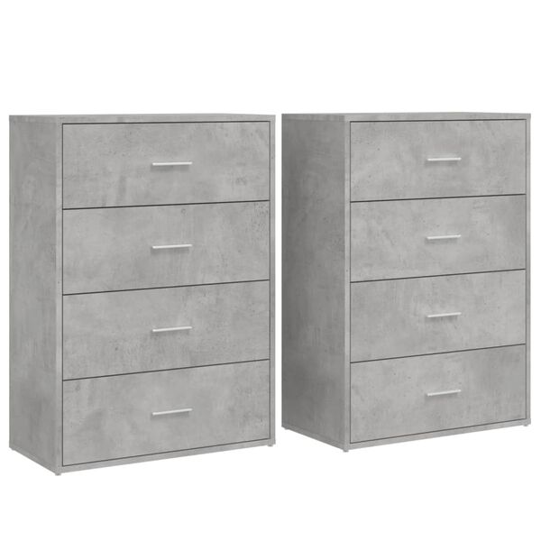 vidaXL Credenze 2 pz Grigio Cemento 60x31x84 cm in Legno Multistrato