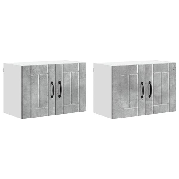 vidaXL Armadi a pareti per cucina 2 pcs Grigio cemento 60 x 31 x 40 cm