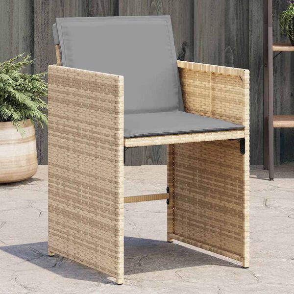 vidaXL Sedie da Giardino con Cuscini 4 pz Beige Misto in Polyrattan