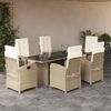 vidaXL Set da Pranzo da Giardino 7 pz con Cuscini Beige in Polyrattan