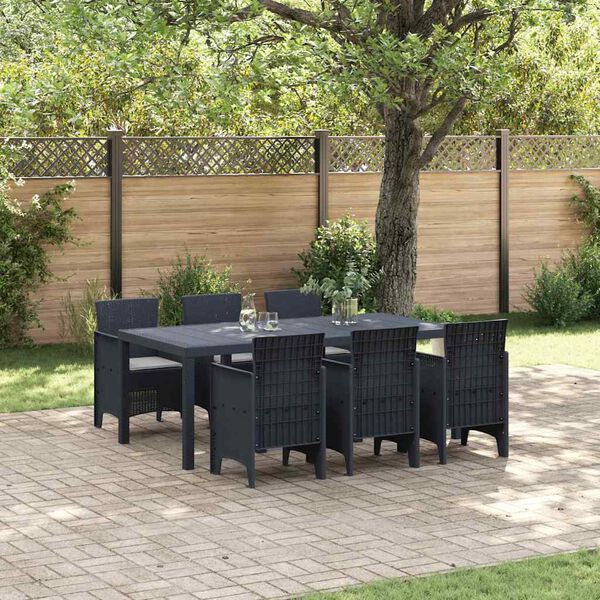 vidaXL Set da Pranzo per Giardino 7 pcs Antracite Rattan Polt
