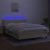 vidaXL Letto a Molle con Materasso e LED Crema 140x200 cm in Tessuto