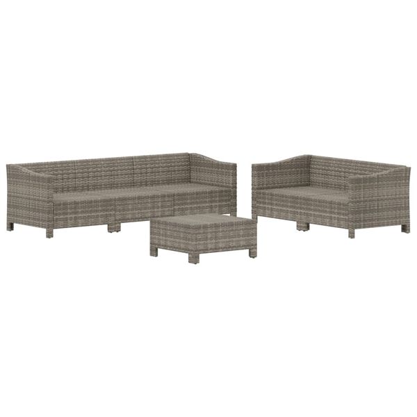 vidaXL Set Divani da Giardino 6 pz con Cuscini in Polyrattan Grigio