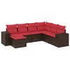 vidaXL Set Divani da Giardino 7 pz con Cuscini Marrone in Polyrattan