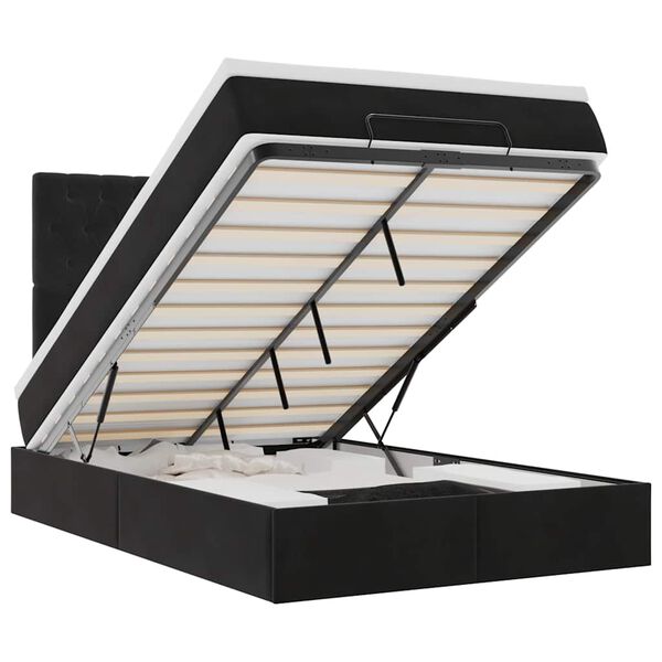 vidaXL Struttura Letto Pouf con Materassi Nero 120x190 cm Velluto