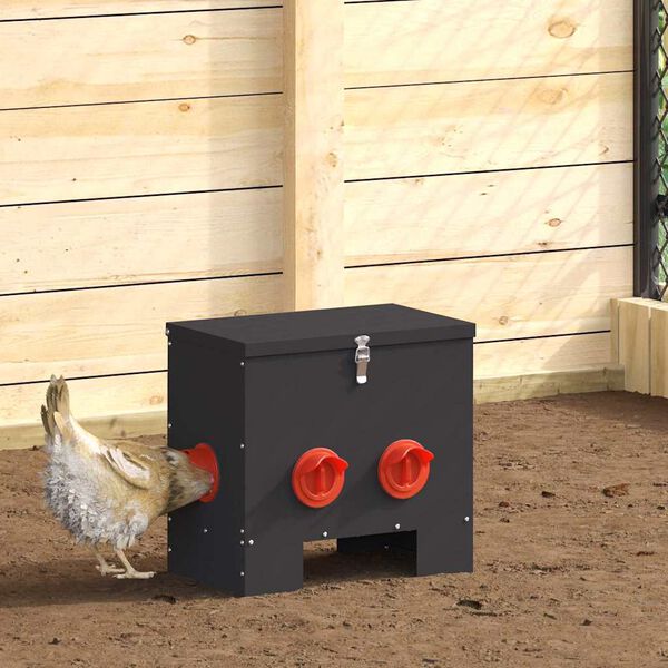 vidaXL Feeder per pollo 2 pcs Nero 40,5 x 25 x 38 cm