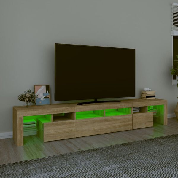 vidaXL Mobile Porta TV con Luci LED Rovere Sonoma 230x36,5x40 cm