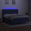 vidaXL Letto a Molle con Materasso e LED Blu 160x200 cm in Tessuto