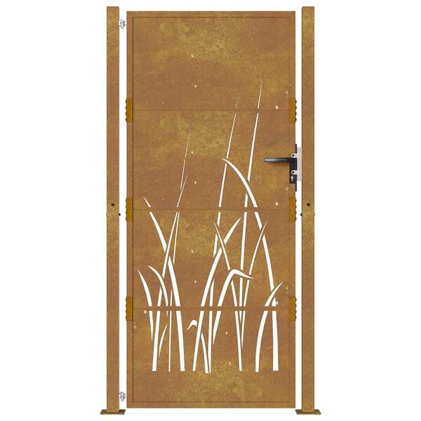 vidaXL Cancello da giardino 100x200 cm in acciaio Corten con design erba