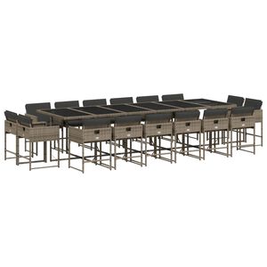 vidaXL Set da Pranzo da Giardino 17pz con Cuscini Grigio in Polyrattan