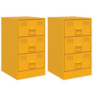 vidaXL Comodini 2 pz Giallo Senape 34,5x39x62 cm in Acciaio
