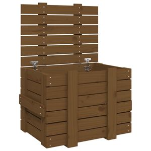vidaXL Contenitore Portaoggetti Ambra 58x40,5x42cm Legno Massello Pino