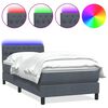 vidaXL Letto a Molle con Materasso e LED Grigio Scuro 100x210 cm Velluto