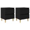 vidaXL Mobiletti da letto 2 pz Rovere Nero 40 x 35 x 50 cm