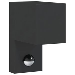vidaXL Applique con Sensore Nera in Alluminio Pressofuso