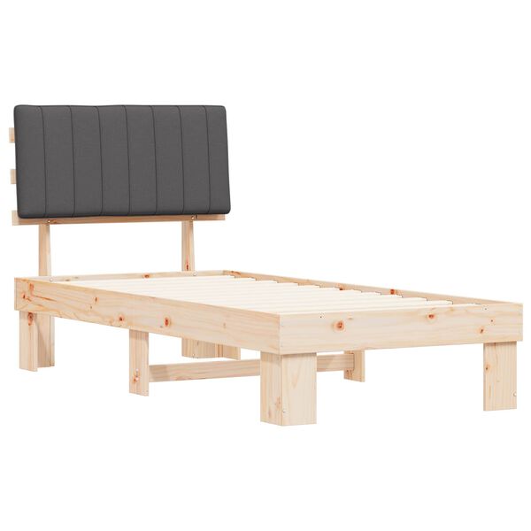 vidaXL Letto con Testiera Rivestita Grigio scuro 90 x 200 cm