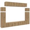vidaXL Set Mobile TV 8 pz Montato a Parete Rovere in Legno Multistrato