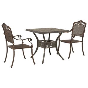 vidaXL Set di Tavolo da Giardino 3 pz Bronzo Alluminio pressofuso