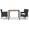 vidaXL Set da Pranzo da Giardino 3 pz con Cuscini Nero in Polyrattan
