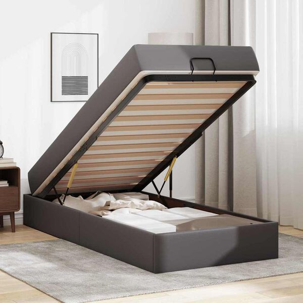 vidaXL Struttura letto con materasso con materasso 2 pcs Grigio PVC