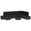 vidaXL Set Divano da Giardino 9 pz Nero polyrattan