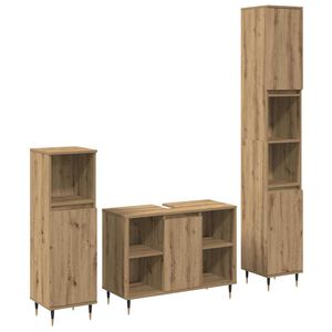 vidaXL Set di mobili per il bagno 3 pz Rovere artigianale