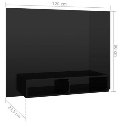 vidaXL Mobile TV a Muro Nero Lucido 120x23,5x90 cm Legno Multistrato