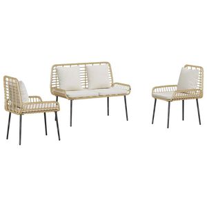 vidaXL Set da Pranzo per Giardino 3 pcs Marrone e Crema polyrattan