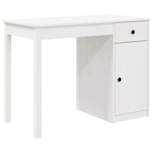 vidaXL Scrivania Bianca 100x50x75 cm in Legno Massello di Pino