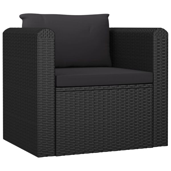 vidaXL Set Divani da Giardino 10 pz con Cuscini in Polyrattan Nero