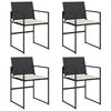 vidaXL Sedie da Giardino con Cuscini 4 pz Nere in Polyrattan