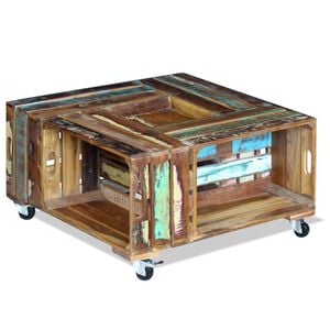vidaXL Tavolino da Salotto in Legno Massello Anticato 70x70x35 cm