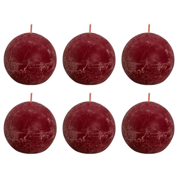Bolsius Candele Rustiche a Sfera Shine 6 pz 76x71 mm Rosso Velluto