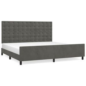 vidaXL Giroletto senza Materasso Grigio Scuro 200x200 cm Velluto