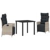 vidaXL Set da Pranzo per Giardino 3 pz Grigio chiaro polyrattan