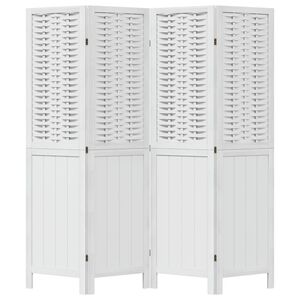 vidaXL Divisorio Ambienti 4Pannelli Bianco Legno Massello di Paulownia
