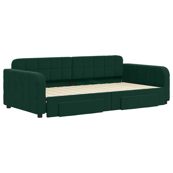 vidaXL Divano Letto Estraibile Cassetti Verde Scuro 100x200cm Velluto