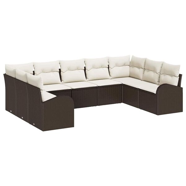 vidaXL Set di divani 9 pcs Marrone polyrattan
