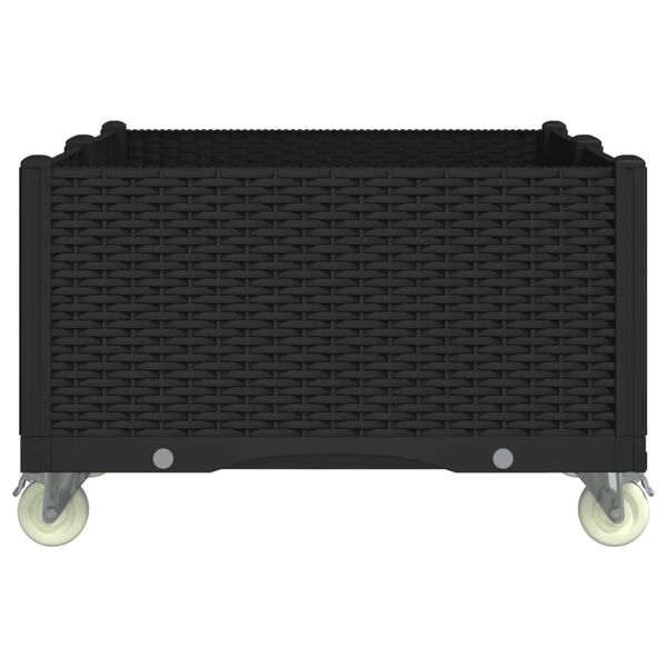 vidaXL Fioriera da Giardino con Ruote Nera 100x80x54 cm in PP