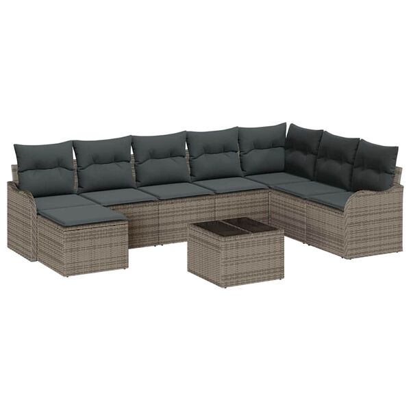 vidaXL Set Divano da Giardino Grigio polyrattan