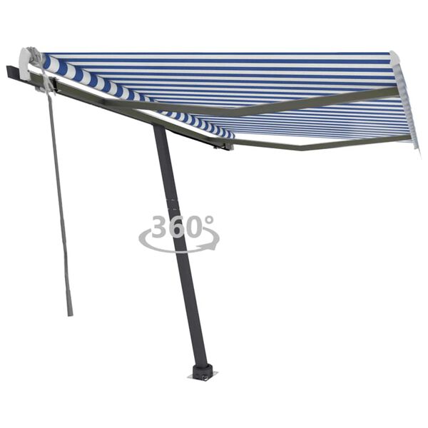 vidaXL Tenda da Sole Manuale Autoportante 350x250 cm Blu/Bianca